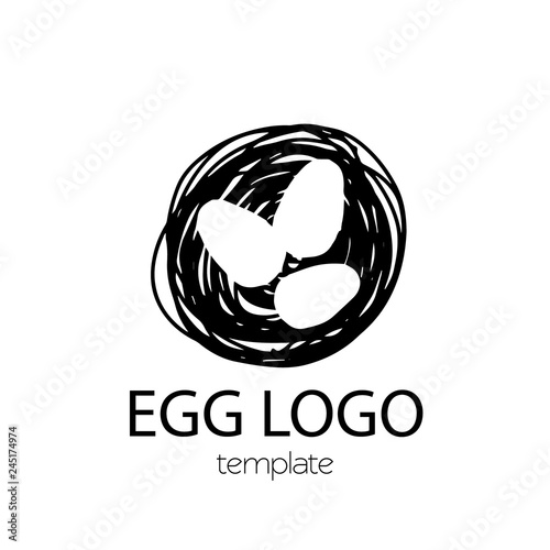 Eggs nest logo element isolated black vector