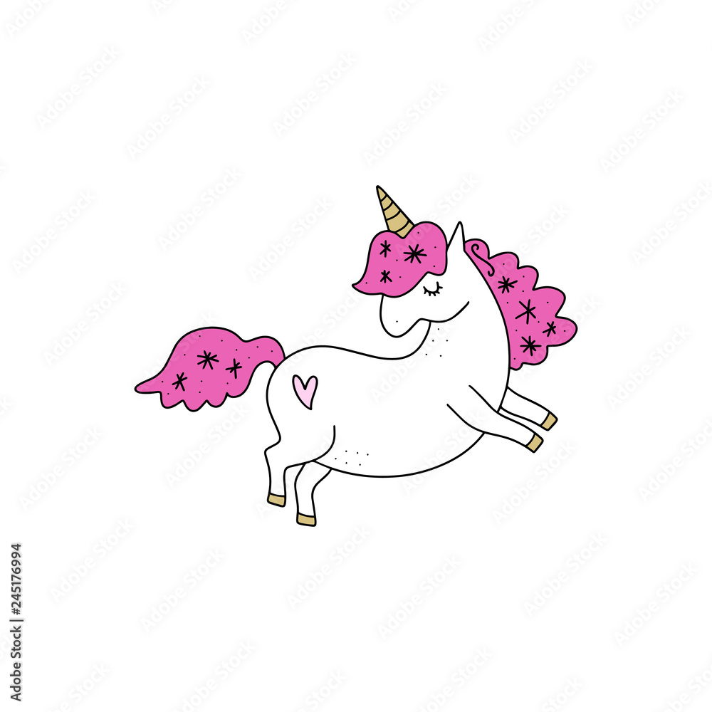 Vector and jpg image, clipart, editable isolated details. Cute unicorn art.