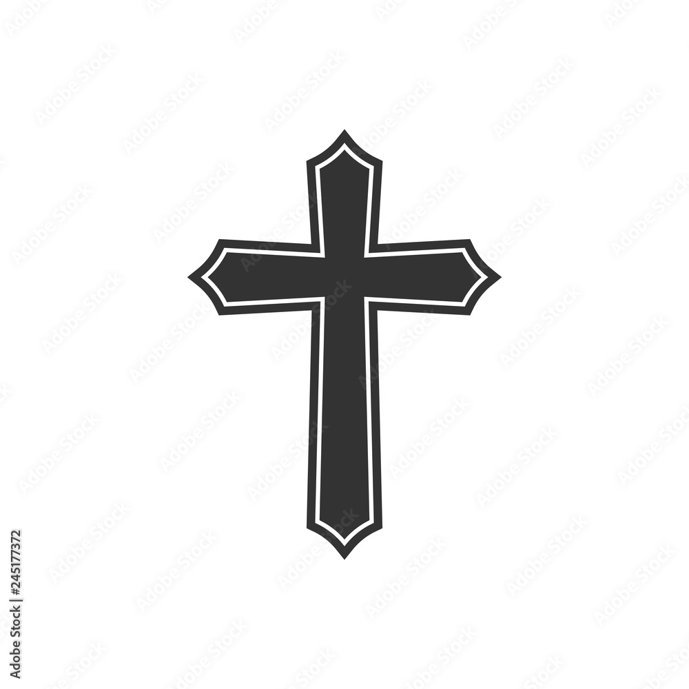 Religion, christian cross icon. Flat design. Vector illustration.