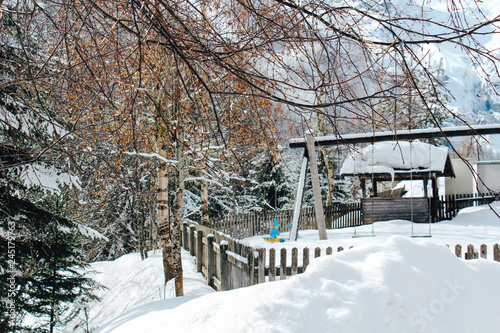 Trafoi, Italy - 03 24 2013: view of the beautiful Alpen village Trafoi in winter landscape