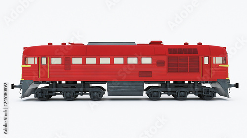 Old Soviet-built diesel locomotive. Retro train. 3d rendering