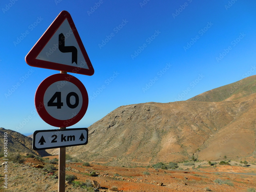Road signs in Fuerteventura