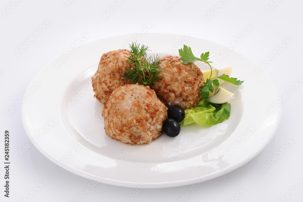 isolated appetizing food on white plate with white background isolated appetizing food on white plate with white background