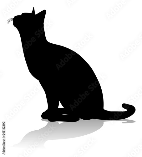 A silhouette cat pet animal detailed graphic