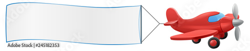 Banner airplane cartoon. An illustration of a cute small or toy red aeroplane pulling a sign