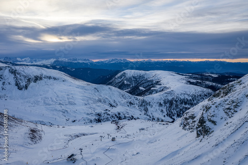Sunrise in Alps. Landscape with drone operator. © danmal25