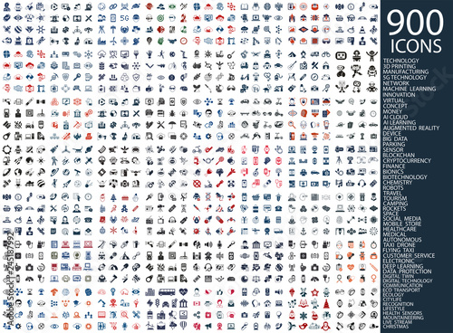 Digital vector 900 simple icons set