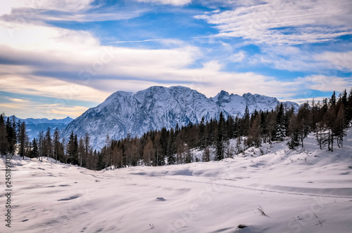 Mountain view in Austria, Tauplitz. Winter 2018