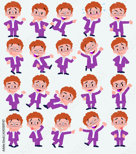 Cartoon character businessman in casual style. Set with different postures  attitudes and poses  always in positive attitude  doing different activities in vector vector illustrations.