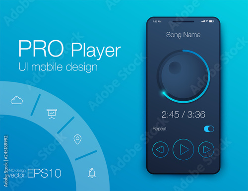UX audio player templates. Stock vector eps10
