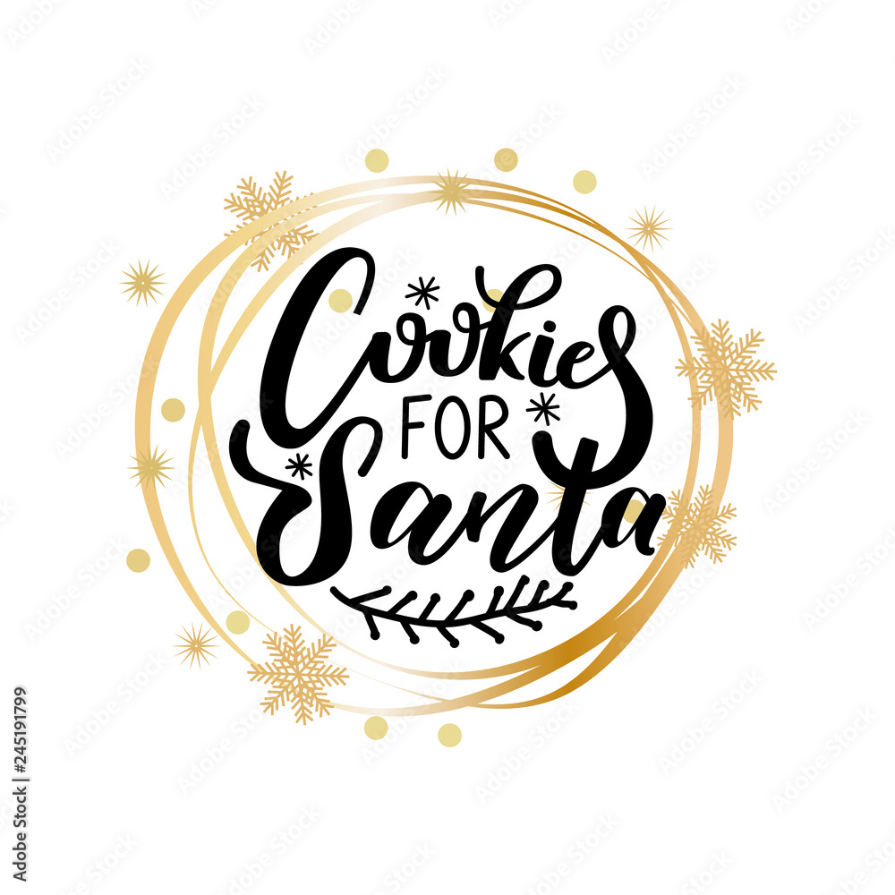 Cookies for Santa Lettering Doodle Winter Branch