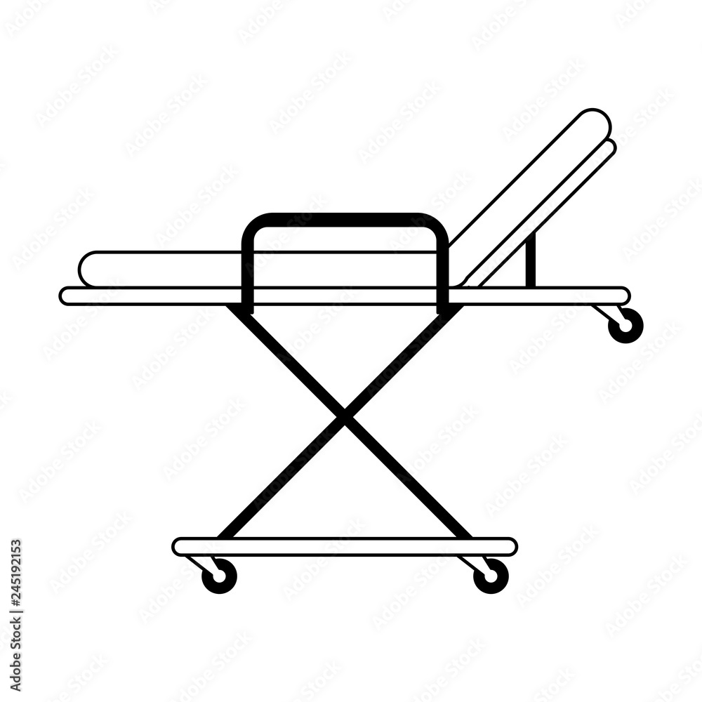 Medical stretcher symbol black and white