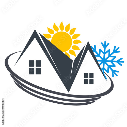 Heating and cooling at home symbol for business