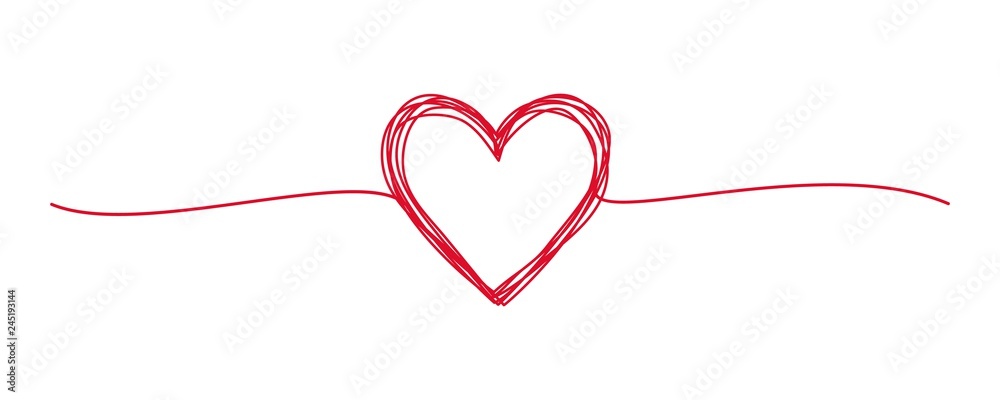 Tangled grungy red heart scribble