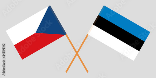 Estonia and Czech Republic. The Estonian and Czech flags. Official colors. Correct proportion. Vector photo