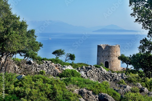 Greece, the island of Ithaki -old windmill in Kioni photo