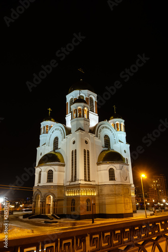 Yekaterinburg, Russia - Church on Blood in Honour of All Saints Resplendent in the Russian Land, night view