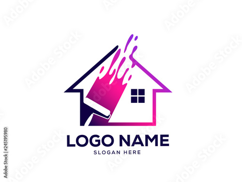 Paint Logo Template Vector, Splash Logo Designs Concept photo