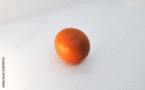 The brown egg on the white background