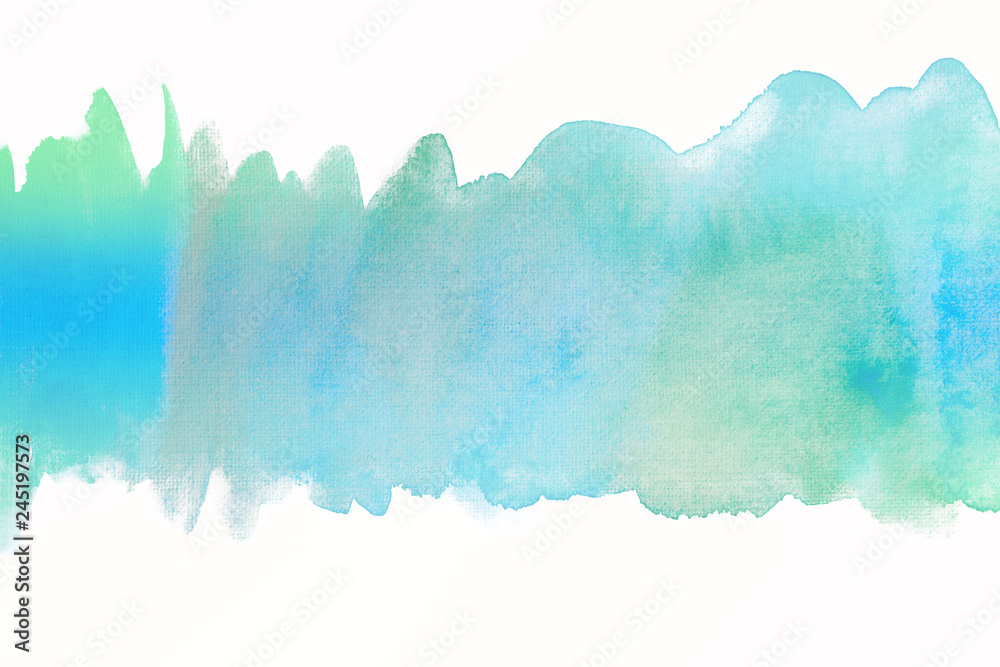 watercolor strip gently blue with green.