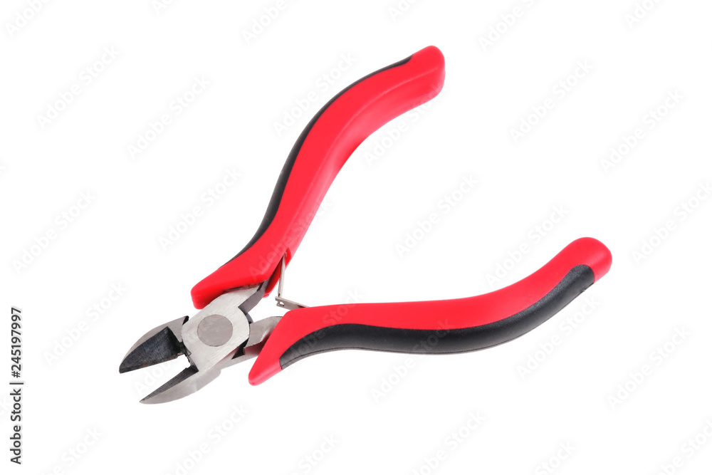 side cutter red black isolate close up side cutter red black isolate close up