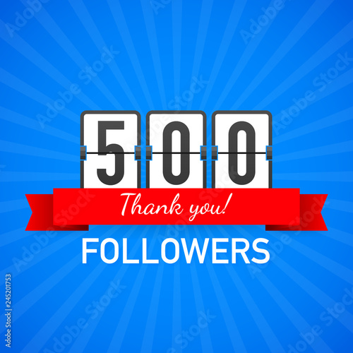 500 followers, Thank You,  social sites post. Thank you followers congratulation card. Vector illustration.