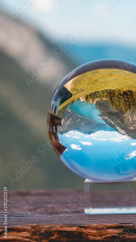 Smartphone HD wallpaper of crystal ball alpine landscape shot at Achensee - Pertisau - Tyrol - Austria © Martin Erdniss