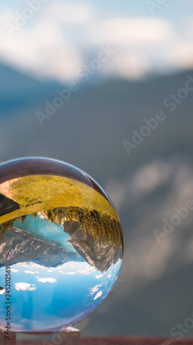 Smartphone HD wallpaper of crystal ball alpine landscape shot at Achensee - Pertisau - Tyrol - Austria © Martin Erdniss