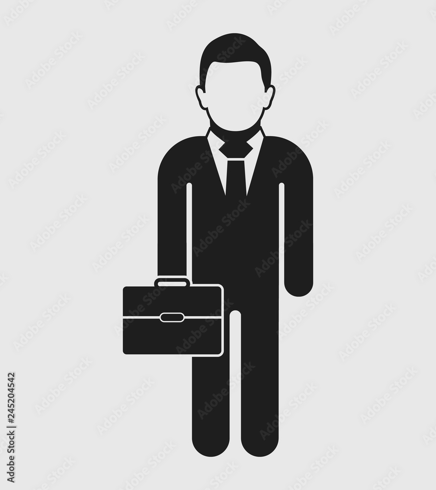 Businessman Icon with briefcase on hand. Flat style vector EPS. Businessman Icon with briefcase on hand. Flat style vector EPS.