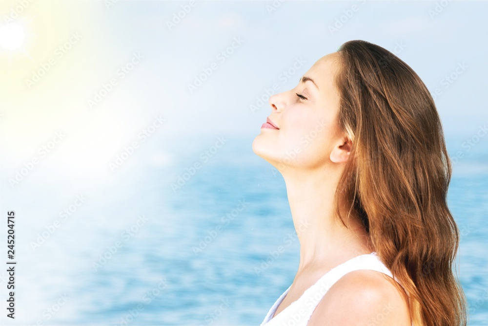 Happy woman on natural background Happy woman on natural background