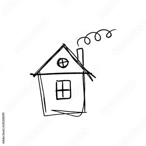 Small house simple sketch. Isolated on white background.