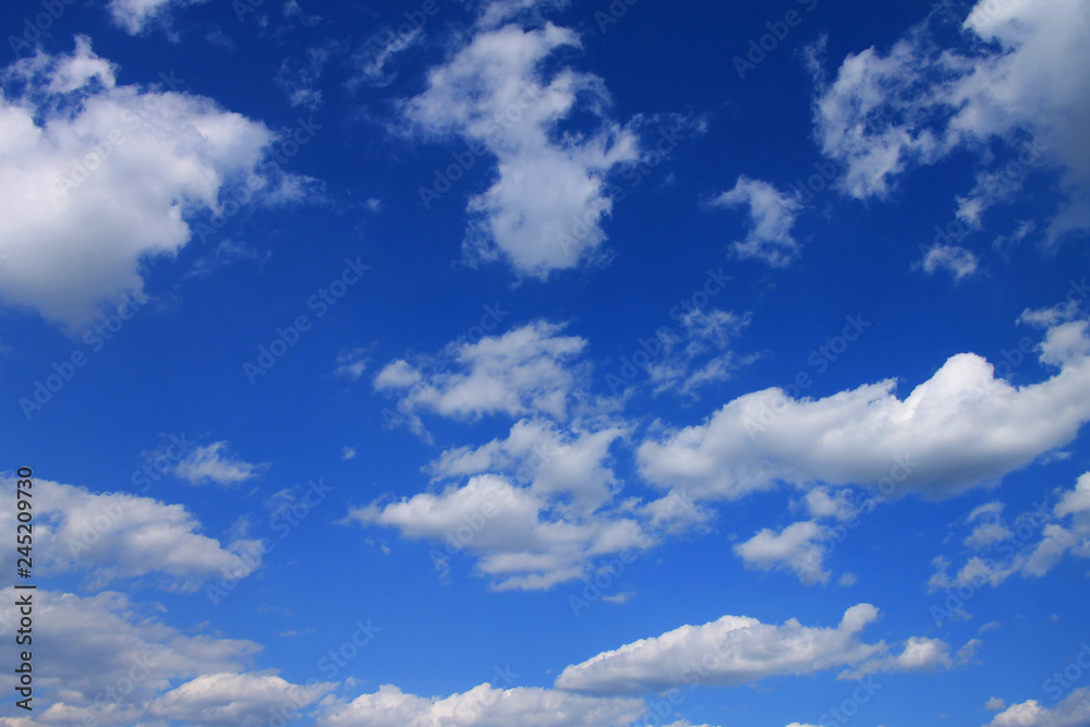 Blue sky with small white clouds