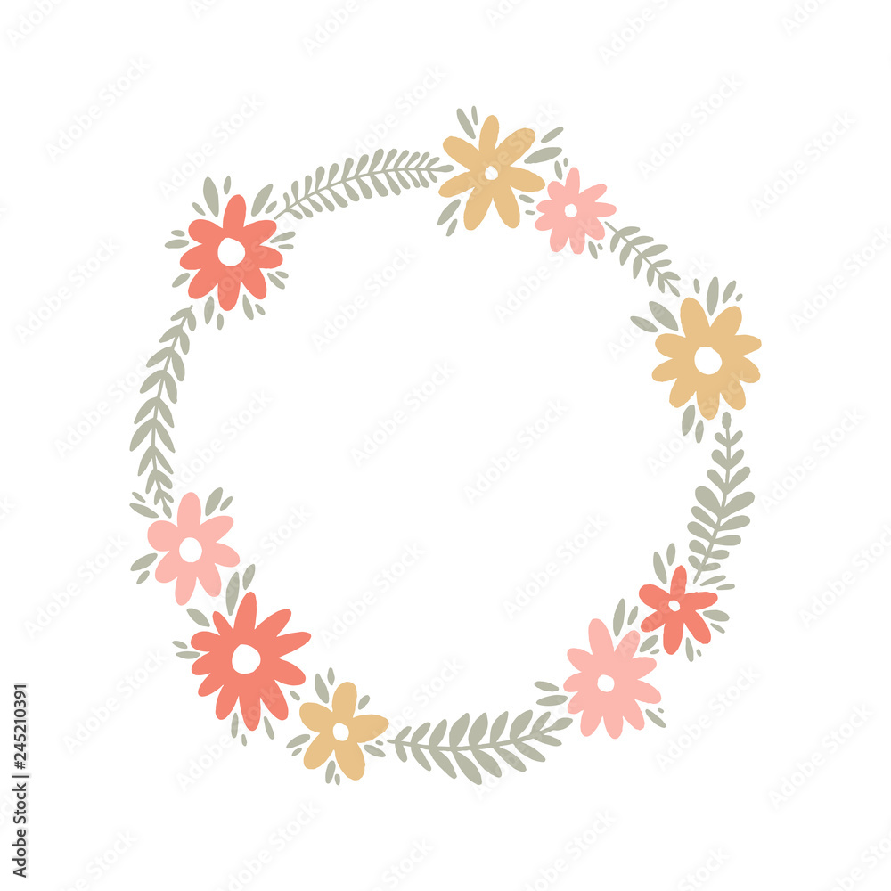 Pastel floral frame. Hand drawn apparel. Vector illustration. Pastel floral frame. Hand drawn apparel. Vector illustration.