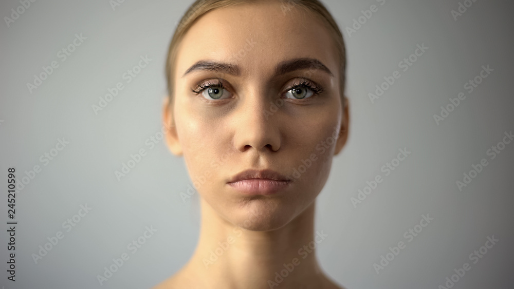 Portrait of beautiful female close up, natural beauty, model for make up Portrait of beautiful female close up, natural beauty, model for make up