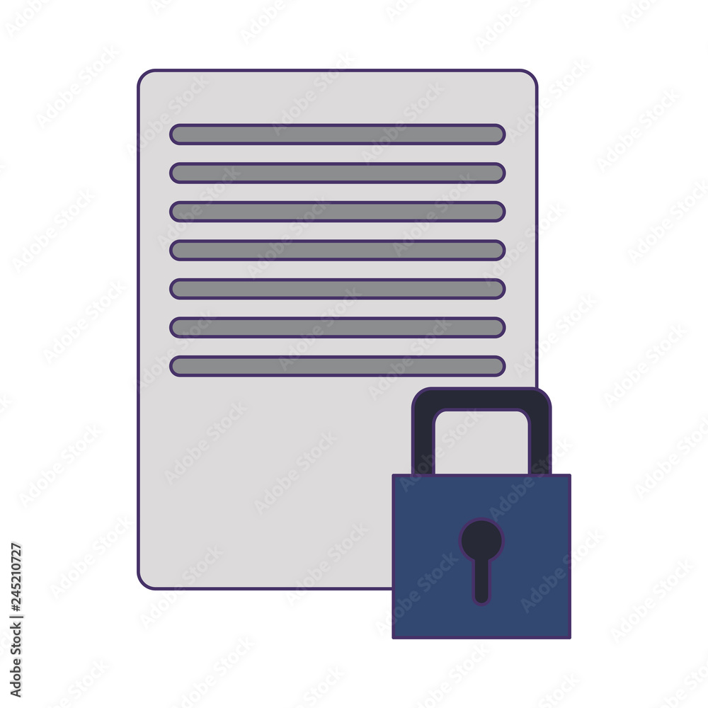 document and padlock symbol blue lines document and padlock symbol blue lines