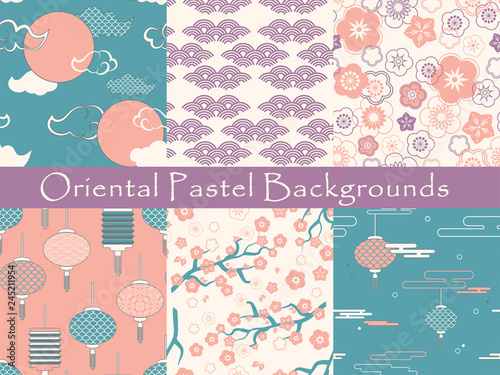 set of chinese vector seamless patterns. texture, wallpaper, pattern fills, web page background,surface textures. - Vector illustration
