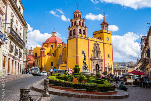 Guanajuato City, Mexico, View of Historical Landmark Basilica of Our Lady of Guanajuato and Plaza de la Paz