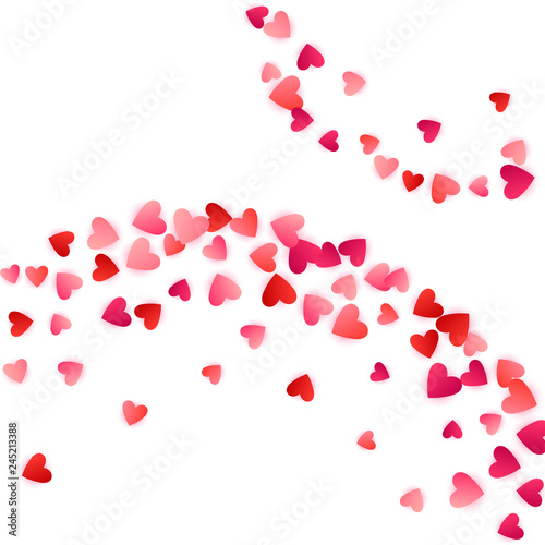 Red flying hearts bright love passion vector background.