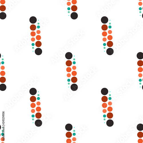 Seamless geometric pattern vector background with various circles rounds colorful design abstract vintage retro art  turquoise blue orange brown