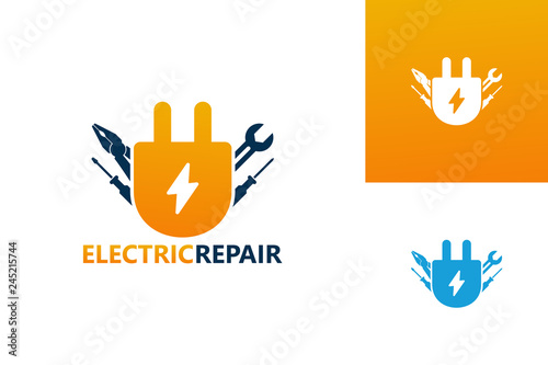 Electric Repair Logo Template Design Vector, Emblem, Design Concept, Creative Symbol, Icon