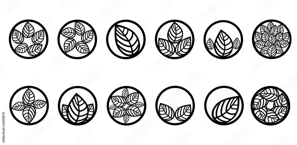 Silhouette of leaves in a circle Silhouette of leaves in a circle