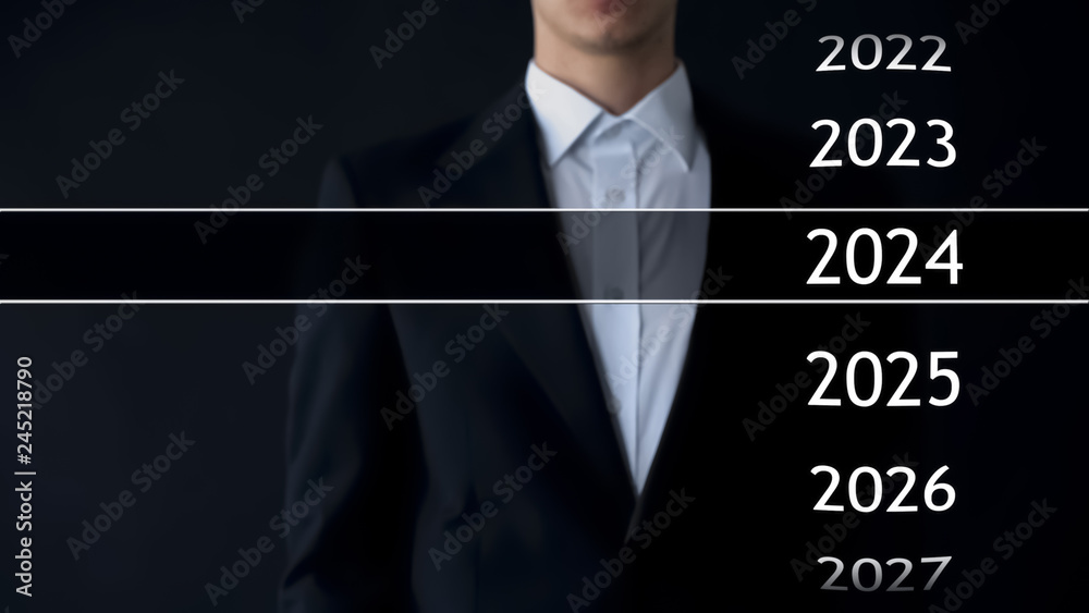 2024 year in virtual archive, businessman on background collection of statistics 2024 year in virtual archive, businessman on background collection of statistics