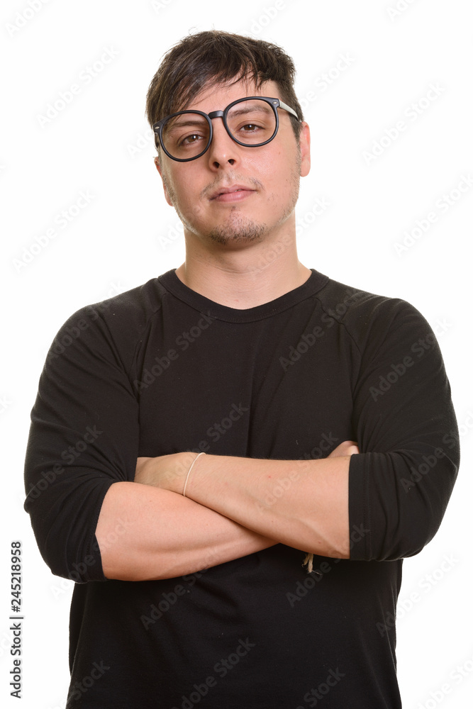 Obraz premium Studio shot of Caucasian man isolated against white background