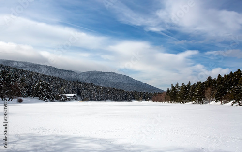 Golcuk / Bolu / Turkey, winter snow landscape. Travel concept photo.
