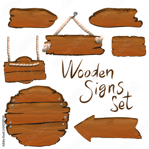 Fototapeta Naklejka Na Ścianę i Meble -  Wooden signs set vector illustration