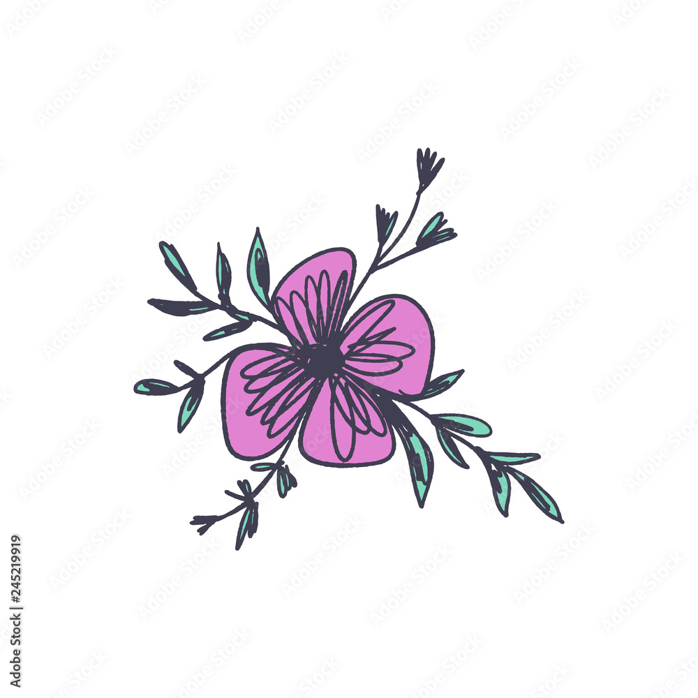 Flower sketch. Single image on white background, template. Vector illustration. Flower sketch. Single image on white background, template. Vector illustration.