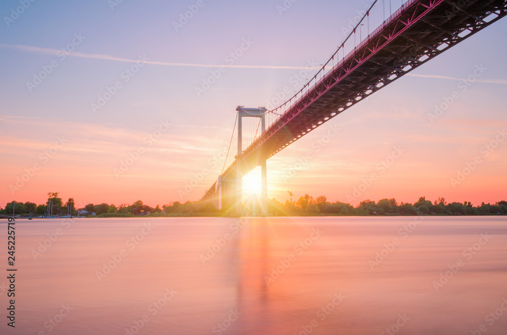 View of Pont d'Aquitaine bridge during sunset View of Pont d'Aquitaine bridge during sunset