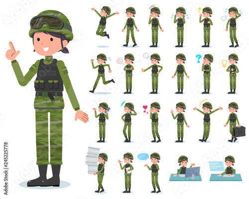 flat type military wear women_emotion