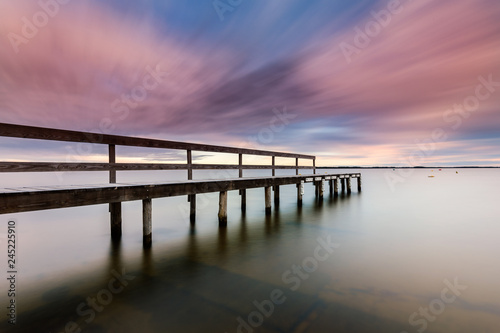Wallpaper Mural View of pier in lake against cloudy sky during sunset Torontodigital.ca