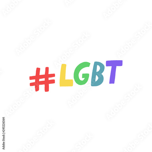 Vector LGBT tag. Hand drawn colors of the rainbow.